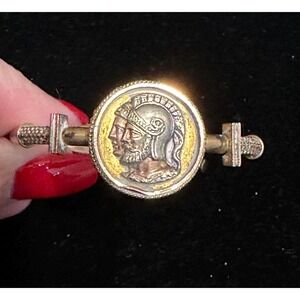 Antique Victorian Bangle Bracelet gold Filled Warrior Medallion